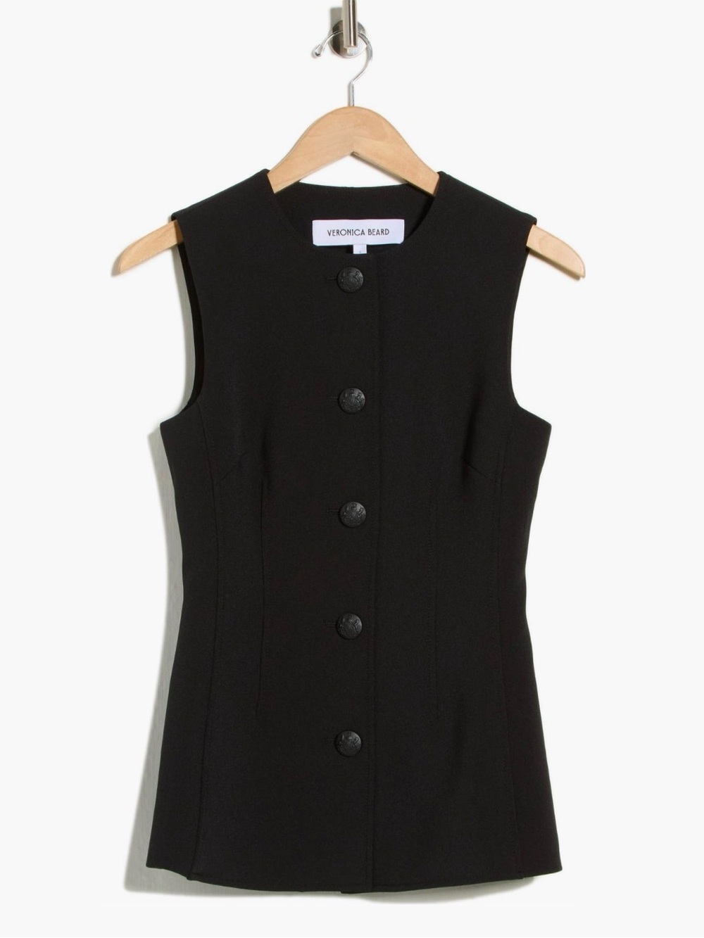 NEW VERONICA BEARD JESSUP Black Sleeveless Button-Front Blazer Vest Sz 6
